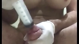 Flyer condom into bladder with pumped balls and bill titts