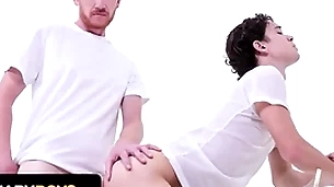 Bishop brody kayman whips his giant cock out and makes inexperienced teen suck it - missionary boys
