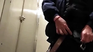 Bathroom stall blowjob