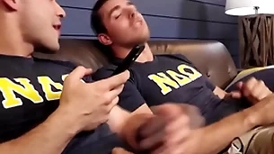 Straight frat boys jerk withdraw then fuck together
