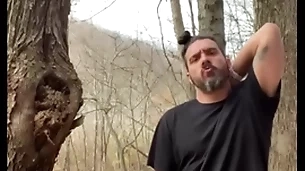 Horny latino hippie jerking off outside caught roughly an obstacle woods