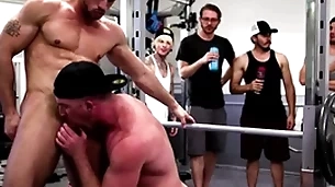 Wooh, hold on! what more than earth is going more than this gym?! several men felicitous fitt and roman todd completely shameless get naked and start fucking on all occasions other. in public! the other exercisers are shocked!