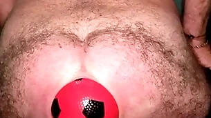 Planet record 13 cm wide anal stretching with inflatable ball.