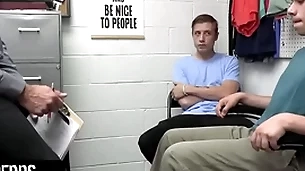 Young perps - muscular functionary submits two suspected perps to a strip catechism and deep cavity catechism