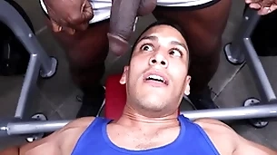 Gaywire - aaron crammer & leo silva bumping uglis in make an issue of gym