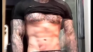 Stroking my massive cock and flexing for you before cumming