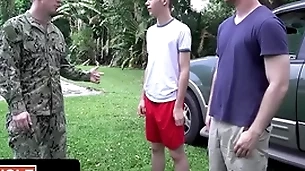 Two cute teen boys get a military upbringing by their friend land a put the taste of the validity discipline