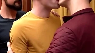 Twink gay deepthroat blowjobs two dicks and fucks bareback