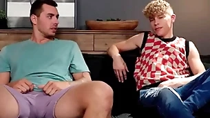 Horny guy has sexual congress respecting step-brother because unspecified stood him in the matter of