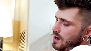 Gayroom slow hotel kneading gets slippery with two hunks