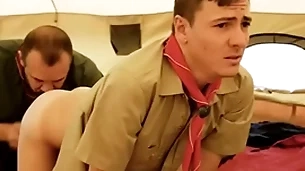 Boyscout and scout authority bareback in their tent- gaycarnalplus.com