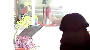 I masturbate, spying at the neighbors who try lesbian sex