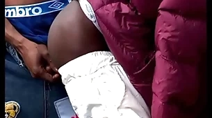 Giving him my black dick outdoor