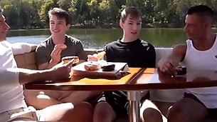 Step daddies foursome fellow-feeling a amour gay step sons on a boat trip