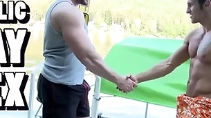 Gaywire - muscular studs tomm & rudy black bumping uglies out in public