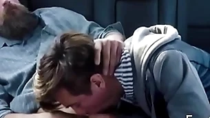 Familydick - nasty little twink sucks his old man's horseshit in a catch car outdoors