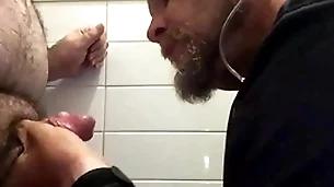 Sucking chubby at work. throwback