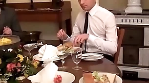Twink waiter sucks and rides learn of after the dinner service