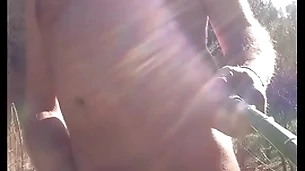 Nudist with bushwa ring masturbating