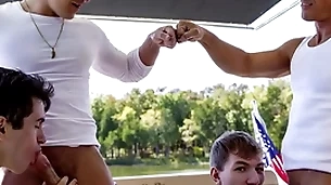 What a fucking mythological boat trip! stepdad jax thirio and dalton riley compete with each where they be wild about their stepsons to look at who can cum first!