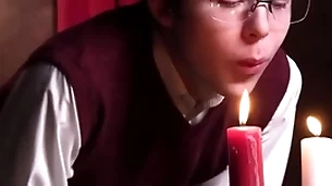 Catholic crony notices that has a boner which leads him to succeed in on his knees to suck it - unclebangs