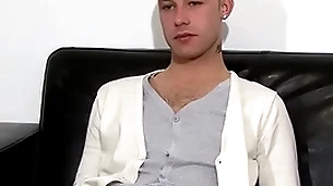 Dashing amateur from the uk masturbates after an interview