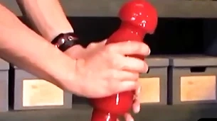 Kinky bdsm stud takes massive dildo