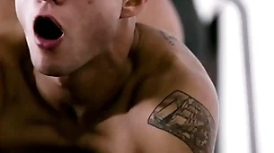Army jock helps bunkmate accept himself & gives his first gay experience