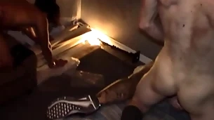 Good-looking young man was popcornin for goodies surpassing the ground while his holes got banged out of doors