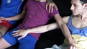 Three non-professional latino twinks have sex for filmmaker for cash pov
