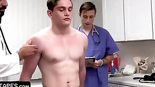Fit boy goes be proper of annual check-up but a catch doctor with an increment of his curative student give him a catch full package