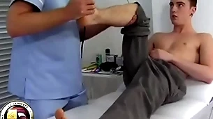 Teen little shaver has his first prostate exam from a doctor