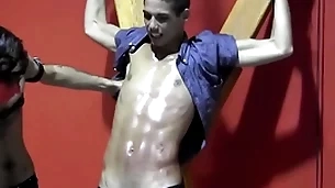 Justin martinez is bound to the deleterious and flogged