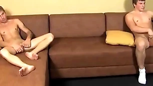 Joyous twinks masturbate their rock hard dicks before cumming