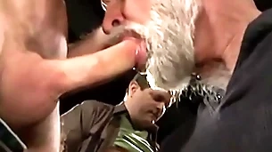 Hunks are covered in cum after getting  loads be advantageous to facials
