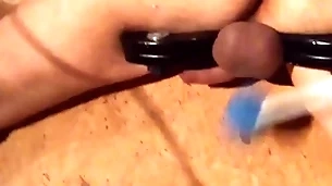 The guy tests my balls in a humbler behind