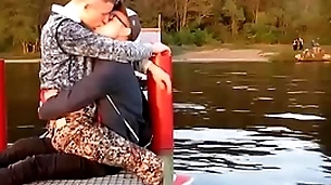 Two hot gays kisses each pinch-hitter  with passion outdoor
