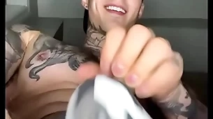 Jakipz in a jock strap bringing off with his bulge together with cumming