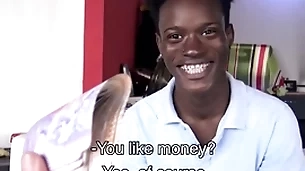 Straight ebony twink with braces and from jamaica paid to fuck gay filmmaker pov