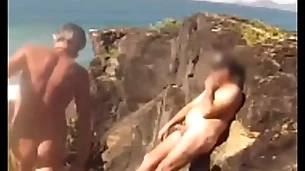 Nudist beach he touches me